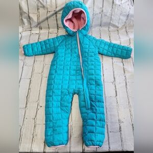Snozu Teal Quilted Hooded One-Piece with Pink Lining